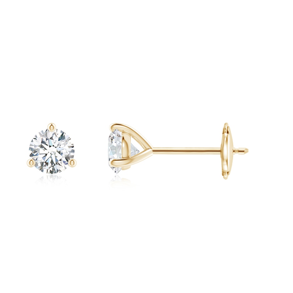 4mm FGVS Lab-Grown Prong-Set Round Diamond Martini Stud Earrings in 18K Yellow Gold 