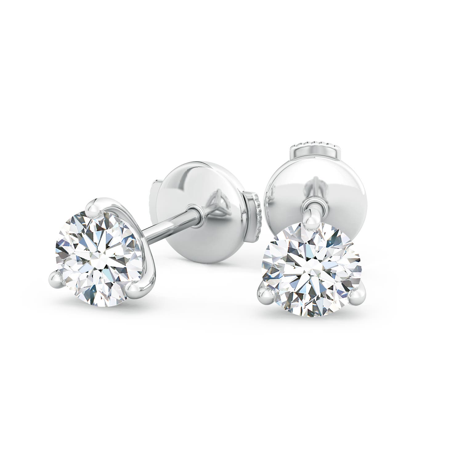 6.4mm FGVS Lab-Grown Prong-Set Round Diamond Martini Stud Earrings in 18K White Gold