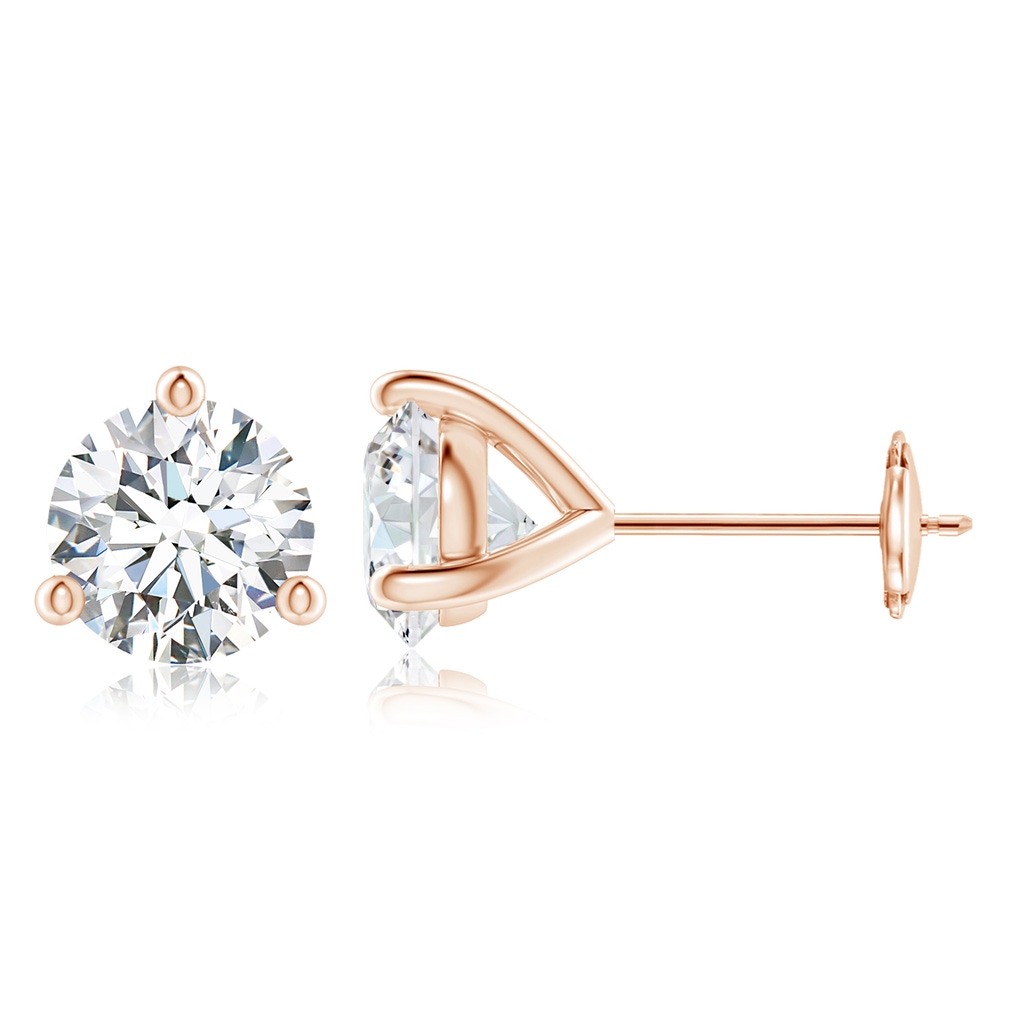 7.4mm FGVS Lab-Grown Prong-Set Round Diamond Martini Stud Earrings in 9K Rose Gold