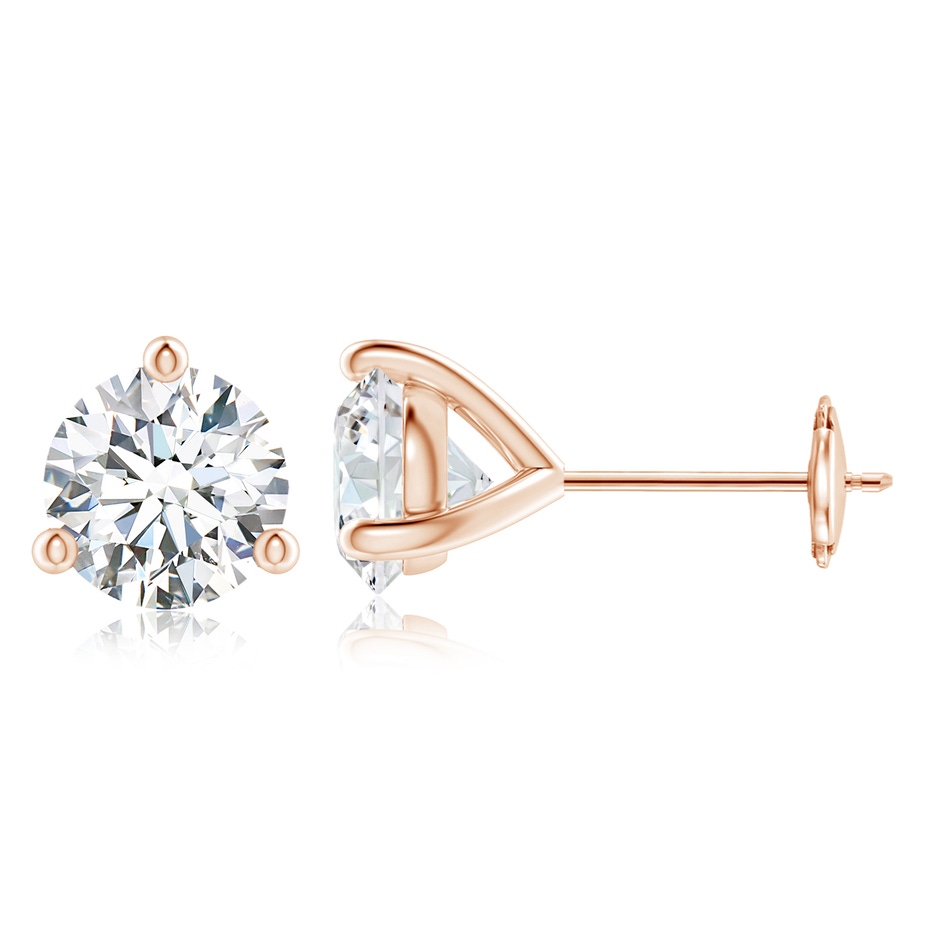 7.4mm FGVS Lab-Grown Prong-Set Round Diamond Martini Stud Earrings in Rose Gold 