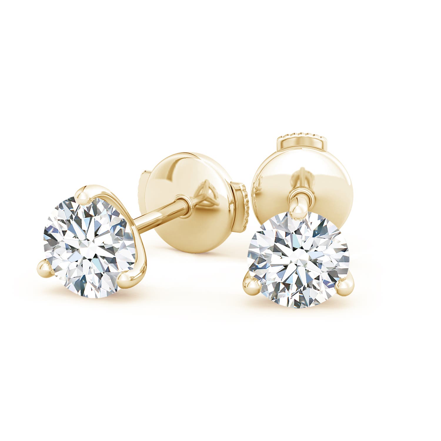 8.9mm FGVS Lab-Grown Prong-Set Round Diamond Martini Stud Earrings in Yellow Gold - side 4