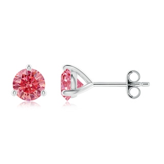 5.1mm Labgrown Prong-Set Round Lab-Grown Fancy Intense Pink Diamond Martini Stud Earrings in P950 Platinum