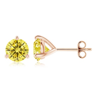 6.4mm Labgrown Prong-Set Round Lab-Grown Fancy Intense Yellow Diamond Martini Stud Earrings in 10K Rose Gold