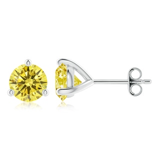 6.4mm Labgrown Prong-Set Round Lab-Grown Fancy Intense Yellow Diamond Martini Stud Earrings in P950 Platinum