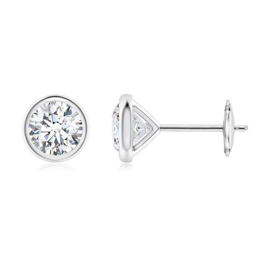 5.1mm FGVS Lab-Grown Bezel-Set Diamond Martini Stud Earrings in 18K White Gold 