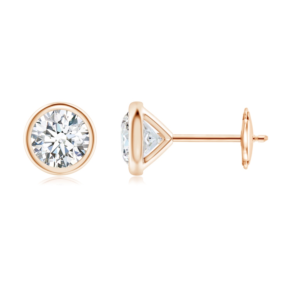 5.1mm FGVS Lab-Grown Bezel-Set Diamond Martini Stud Earrings in Rose Gold