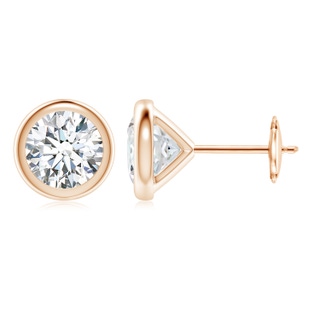 6.4mm FGVS Lab-Grown Bezel-Set Diamond Martini Stud Earrings in 9K Rose Gold