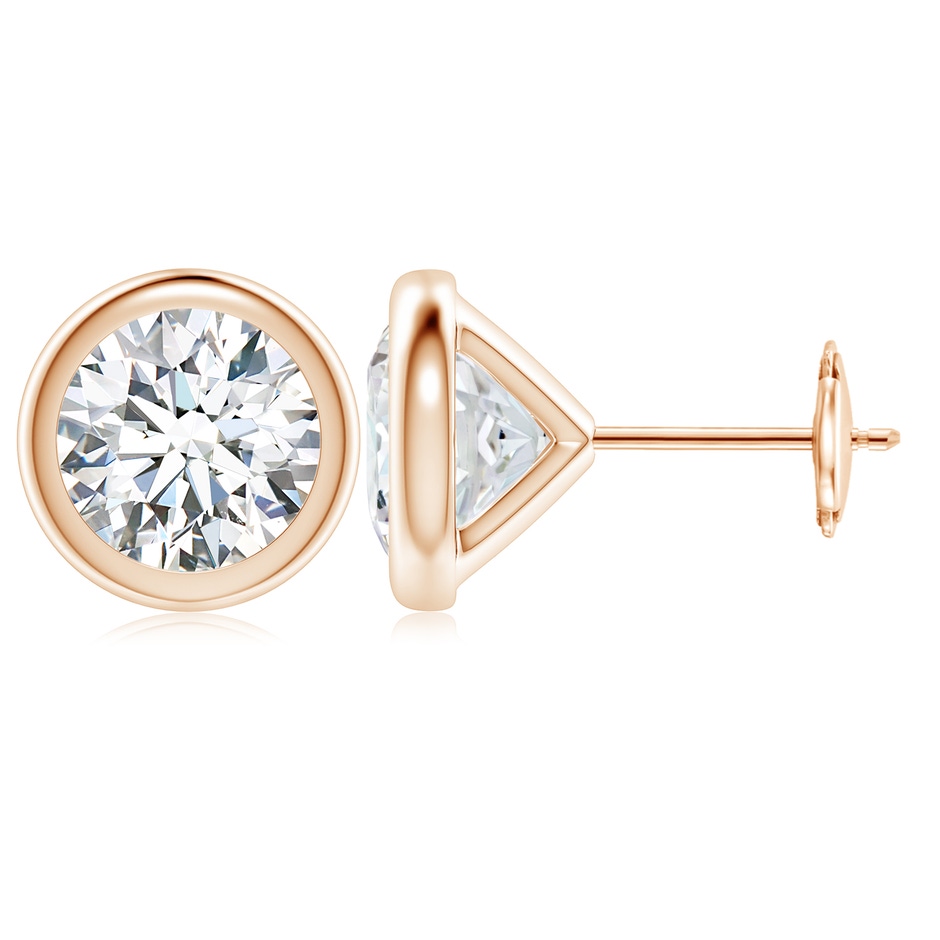 7.4mm FGVS Lab-Grown Bezel-Set Diamond Martini Stud Earrings in 18K Rose Gold 