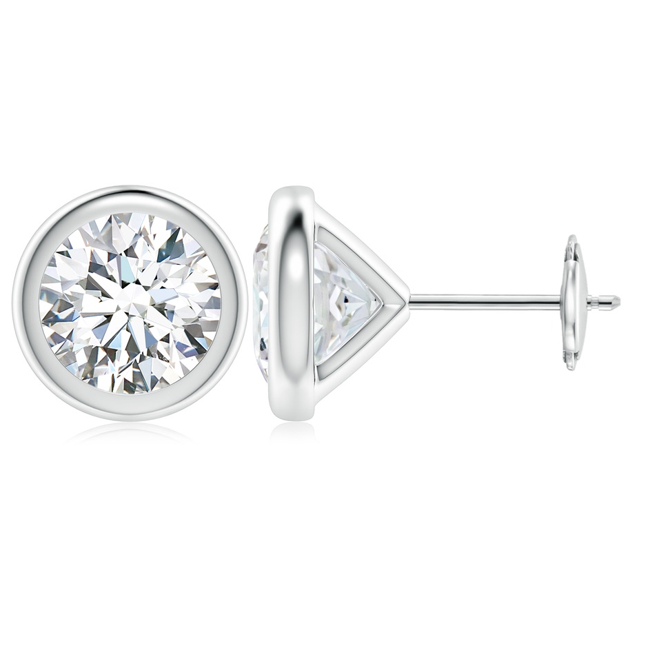 7.4mm FGVS Lab-Grown Bezel-Set Diamond Martini Stud Earrings in 18K White Gold 