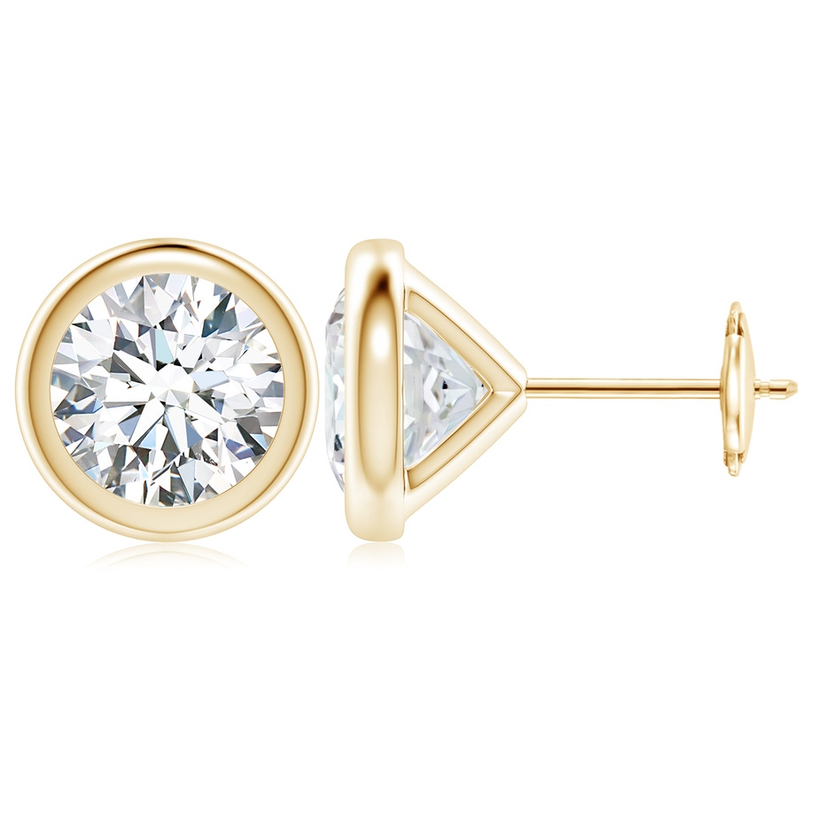 7.4mm FGVS Lab-Grown Bezel-Set Diamond Martini Stud Earrings in Yellow Gold 