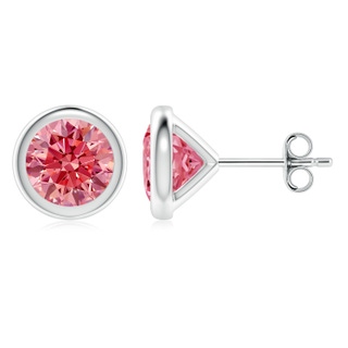 6.4mm Labgrown Bezel-Set Lab-Grown Fancy Intense Pink Diamond Martini Stud Earrings in P950 Platinum