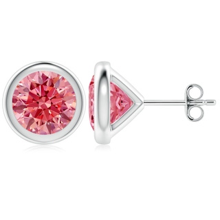 7.4mm Labgrown Bezel-Set Lab-Grown Fancy Intense Pink Diamond Martini Stud Earrings in P950 Platinum