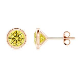 5.1mm Labgrown Bezel-Set Lab-Grown Fancy Intense Yellow Diamond Martini Stud Earrings in Rose Gold