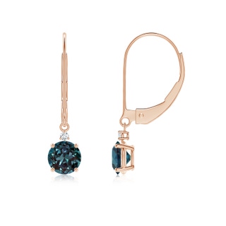 5mm Labgrown Lab-Grown Alexandrite and Diamond Leverback Drop Earrings in Rose Gold