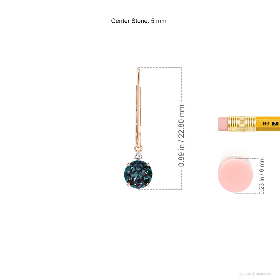 5mm Labgrown Lab-Grown Alexandrite and Diamond Leverback Drop Earrings in Rose Gold ruler