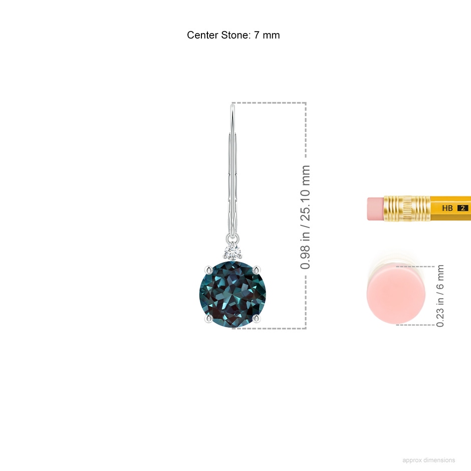 7mm Labgrown Lab-Grown Alexandrite and Diamond Leverback Drop Earrings in 18K White Gold ruler