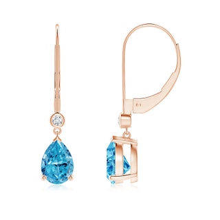 7x5mm Labgrown Pear-Shaped Lab-Grown Fancy Intense Blue Diamond Leverback Drop Earrings in 10K Rose Gold