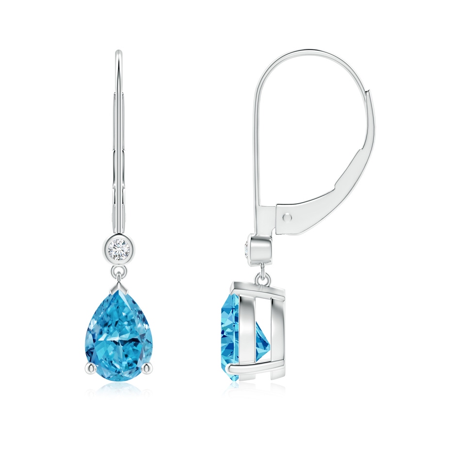 7x5mm Labgrown Pear-Shaped Lab-Grown Fancy Intense Blue Diamond Leverback Drop Earrings in P950 Platinum 