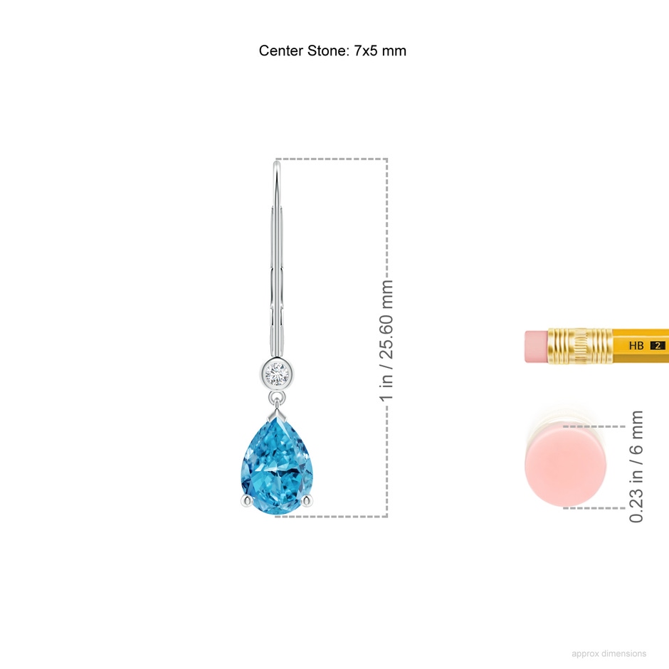 7x5mm Labgrown Pear-Shaped Lab-Grown Fancy Intense Blue Diamond Leverback Drop Earrings in White Gold ruler