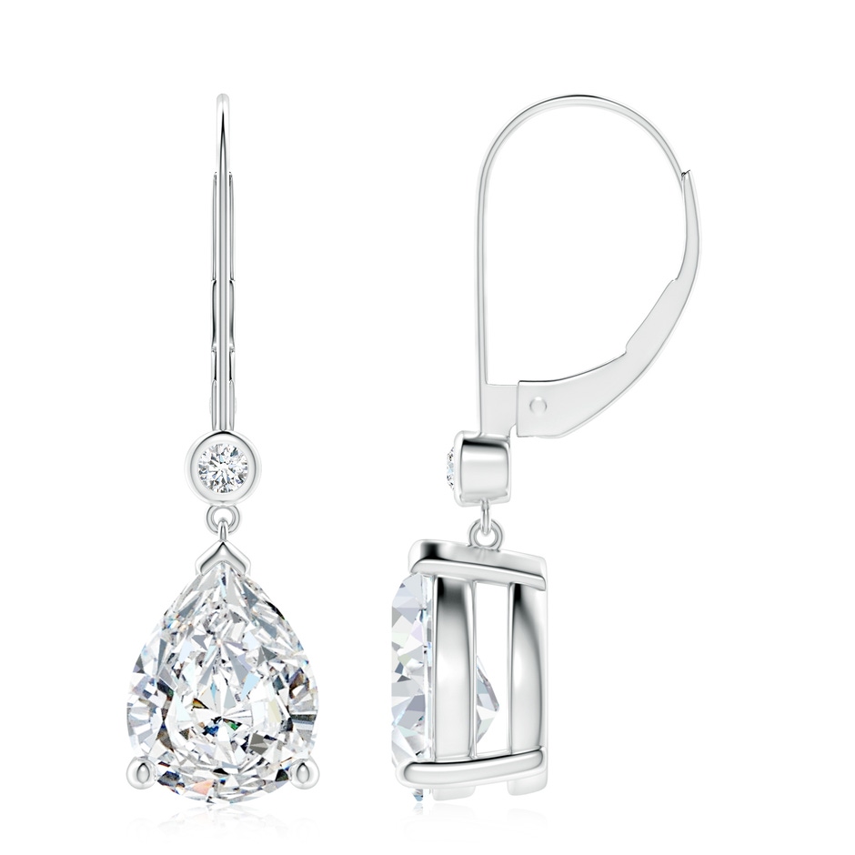 10x8mm FGVS Lab-Grown Pear-Shaped Diamond Leverback Drop Earrings with Diamond Accent in White Gold 