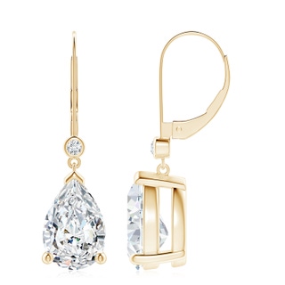 12x8mm FGVS Lab-Grown Pear-Shaped Diamond Leverback Drop Earrings with Diamond Accent in 9K Yellow Gold