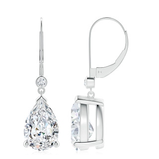 12x8mm FGVS Lab-Grown Pear-Shaped Diamond Leverback Drop Earrings with Diamond Accent in P950 Platinum