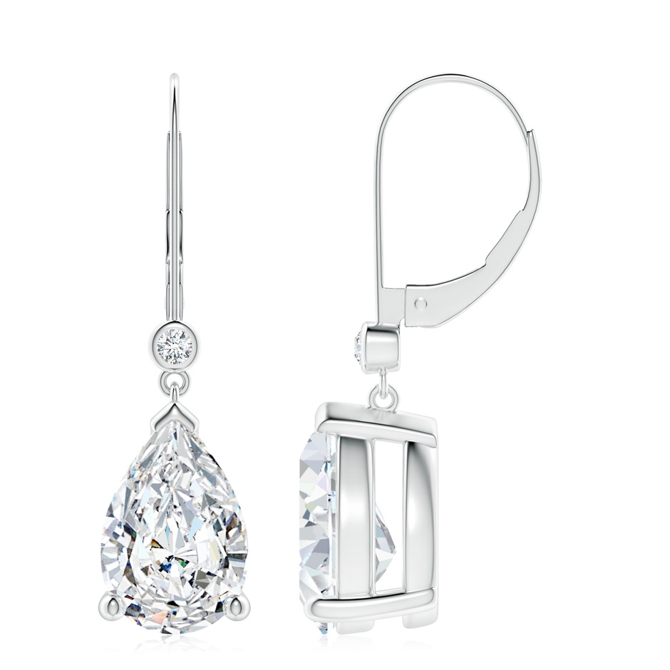 12x8mm FGVS Lab-Grown Pear-Shaped Diamond Leverback Drop Earrings with Diamond Accent in P950 Platinum 