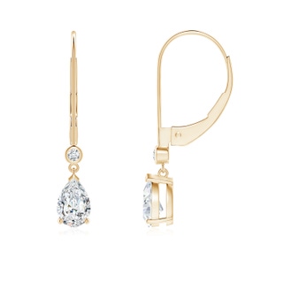 6x4mm FGVS Lab-Grown Pear-Shaped Diamond Leverback Drop Earrings with Diamond Accent in 10K Yellow Gold