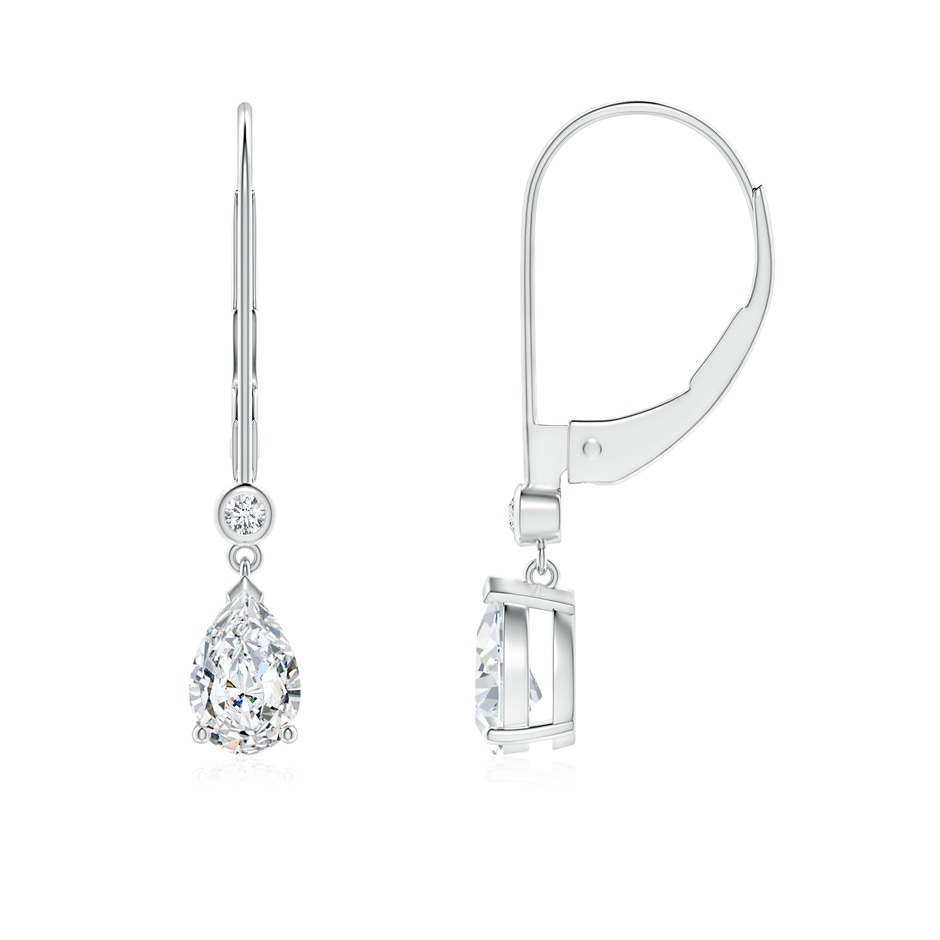 6x4mm FGVS Lab-Grown Pear-Shaped Diamond Leverback Drop Earrings with Diamond Accent in P950 Platinum 