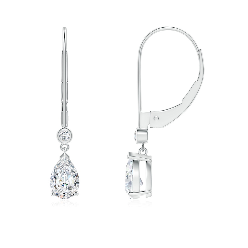 6x4mm FGVS Lab-Grown Pear-Shaped Diamond Leverback Drop Earrings with Diamond Accent in White Gold