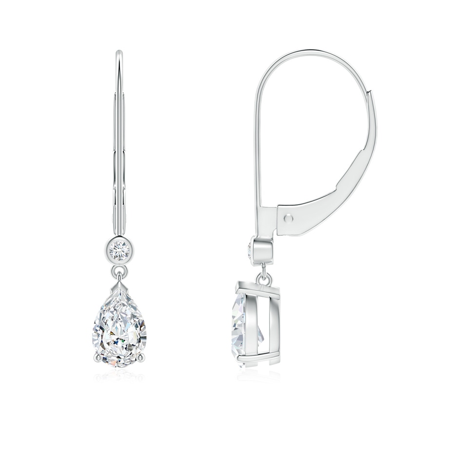 6x4mm FGVS Lab-Grown Pear-Shaped Diamond Leverback Drop Earrings with Diamond Accent in White Gold 