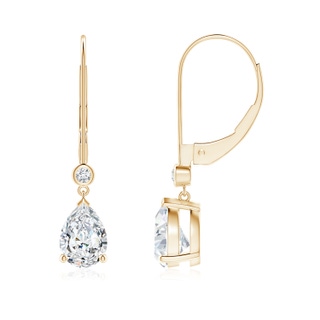 7x5mm FGVS Lab-Grown Pear-Shaped Diamond Leverback Drop Earrings with Diamond Accent in 10K Yellow Gold