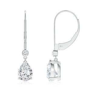 7x5mm FGVS Lab-Grown Pear-Shaped Diamond Leverback Drop Earrings with Diamond Accent in P950 Platinum