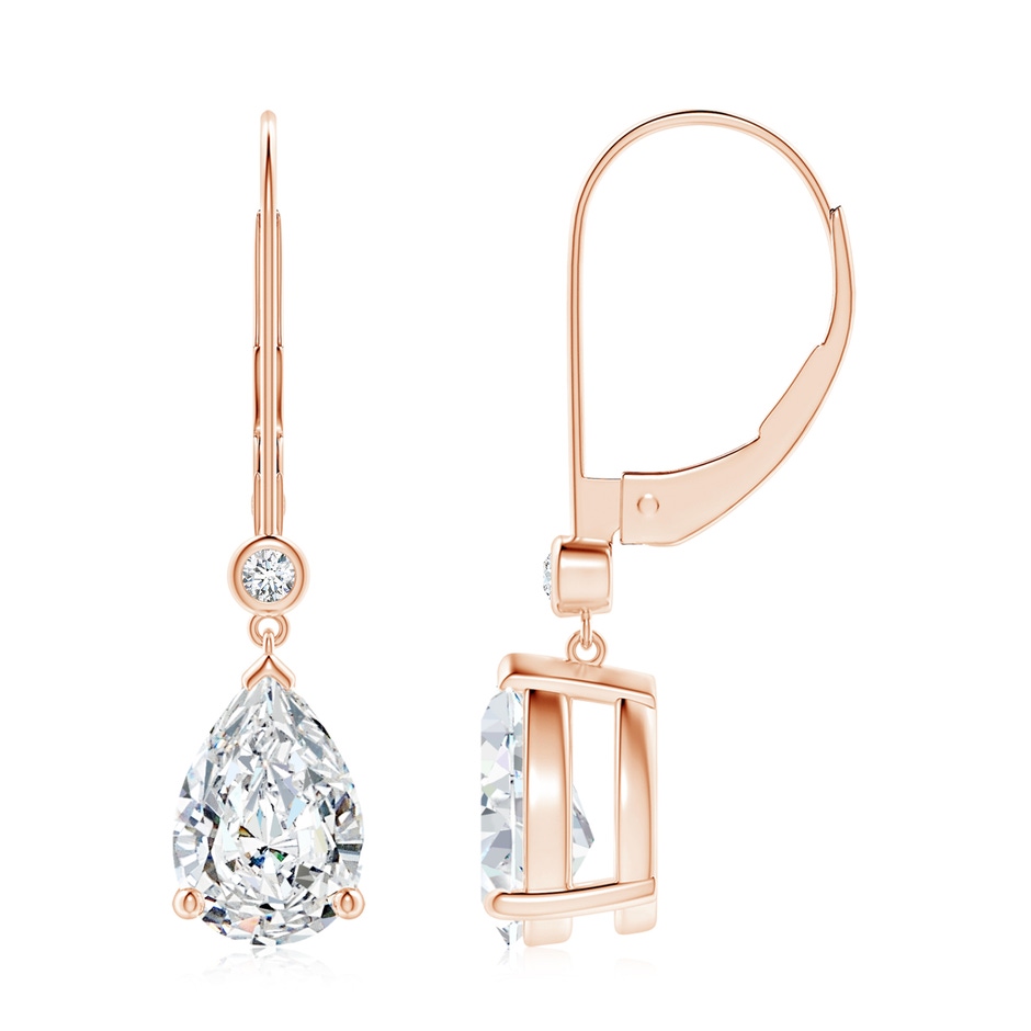 9x6mm FGVS Lab-Grown Pear-Shaped Diamond Leverback Drop Earrings with Diamond Accent in Rose Gold 