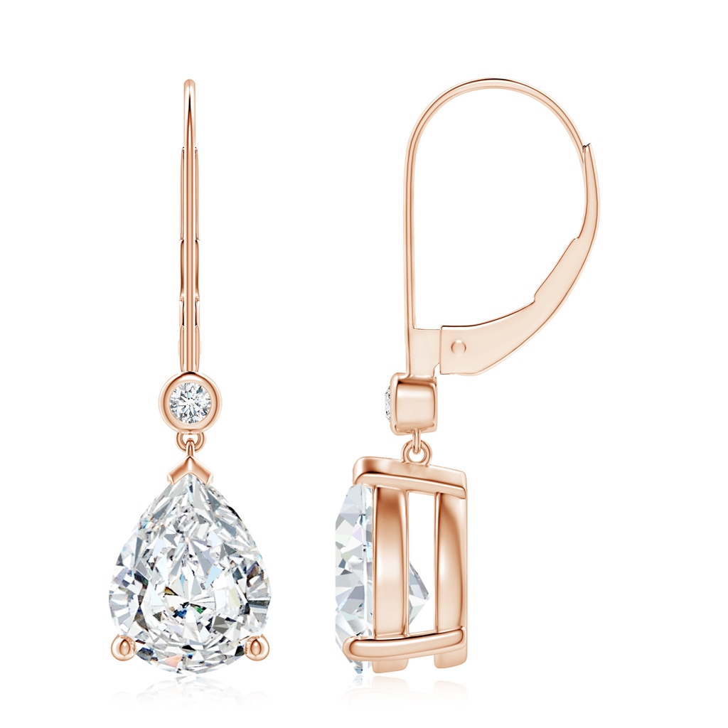 9x7mm FGVS Lab-Grown Pear-Shaped Diamond Leverback Drop Earrings with Diamond Accent in 9K Rose Gold