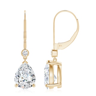 9x7mm FGVS Lab-Grown Pear-Shaped Diamond Leverback Drop Earrings with Diamond Accent in 9K Yellow Gold