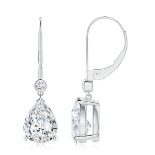 9x7mm FGVS Lab-Grown Pear-Shaped Diamond Leverback Drop Earrings with Diamond Accent in P950 Platinum