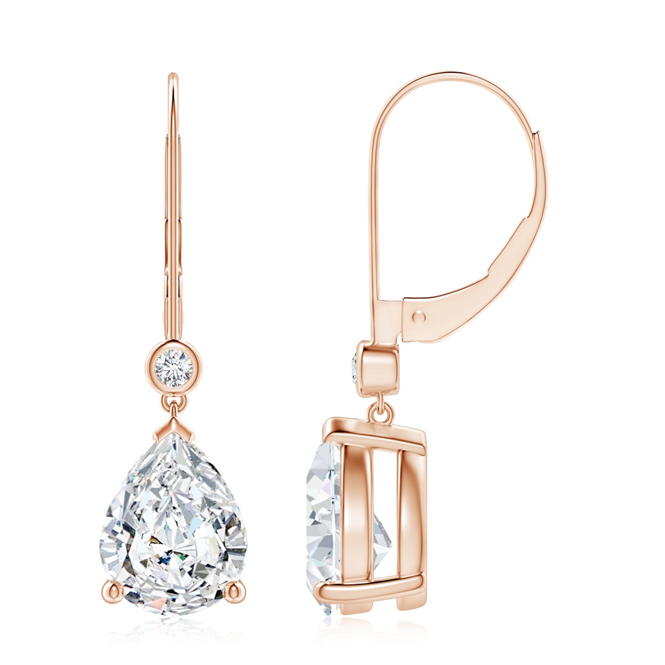 9x7mm FGVS Lab-Grown Pear-Shaped Diamond Leverback Drop Earrings with Diamond Accent in Rose Gold 
