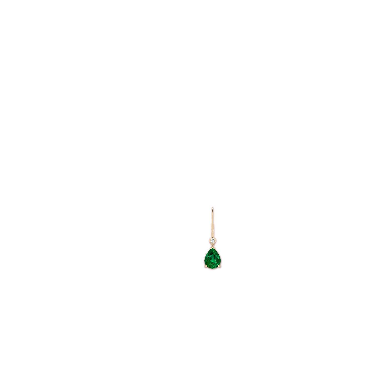 9x7mm Labgrown Lab-Grown Pear-Shaped Emerald Leverback Drop Earrings with Lab Diamond in Yellow Gold - body_ear