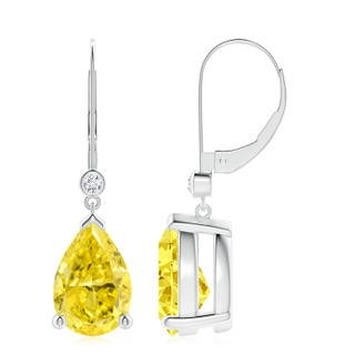 12x8mm Labgrown Pear-Shaped Lab-Grown Fancy Intense Yellow Diamond Leverback Drop Earrings in P950 Platinum