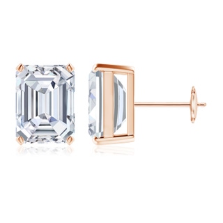 10x7.5mm FGVS Lab-Grown Prong-Set Emerald-Cut Diamond Solitaire Stud Earrings in 10K Rose Gold