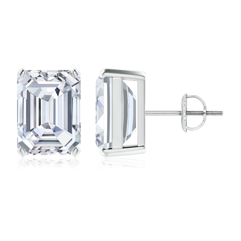 10x7.5mm FGVS Lab-Grown Prong-Set Emerald-Cut Diamond Solitaire Stud Earrings in P950 Platinum