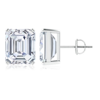10x8.5mm FGVS Lab-Grown Prong-Set Emerald-Cut Diamond Solitaire Stud Earrings in P950 Platinum