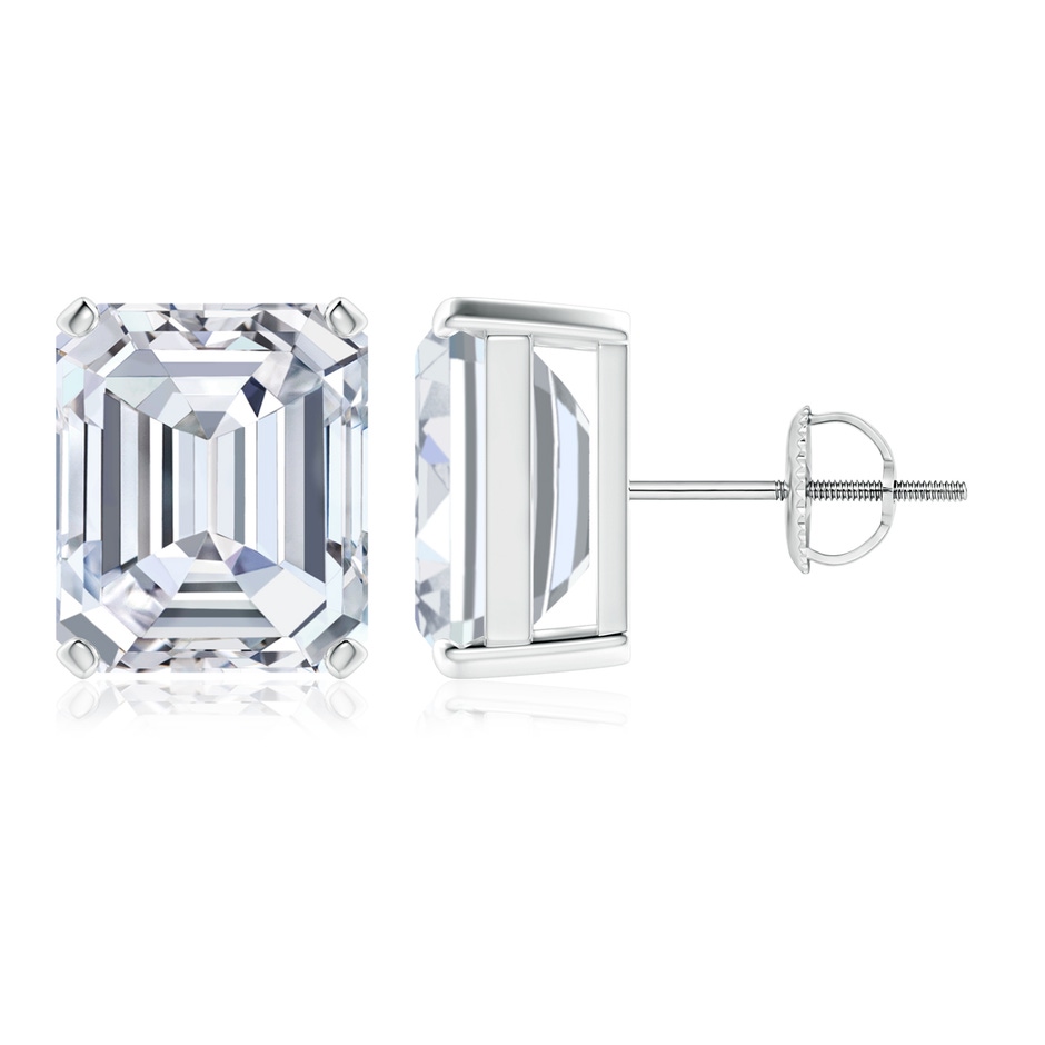 10x8.5mm FGVS Lab-Grown Prong-Set Emerald-Cut Diamond Solitaire Stud Earrings in P950 Platinum 