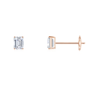 4x3mm FGVS Lab-Grown Prong-Set Emerald-Cut Diamond Solitaire Stud Earrings in Rose Gold