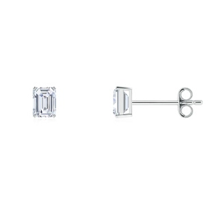 4x3mm FGVS Lab-Grown Prong-Set Emerald-Cut Diamond Solitaire Stud Earrings in S999 Silver