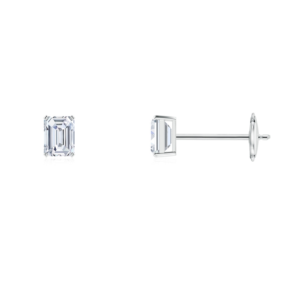 4x3mm FGVS Lab-Grown Prong-Set Emerald-Cut Diamond Solitaire Stud Earrings in White Gold 