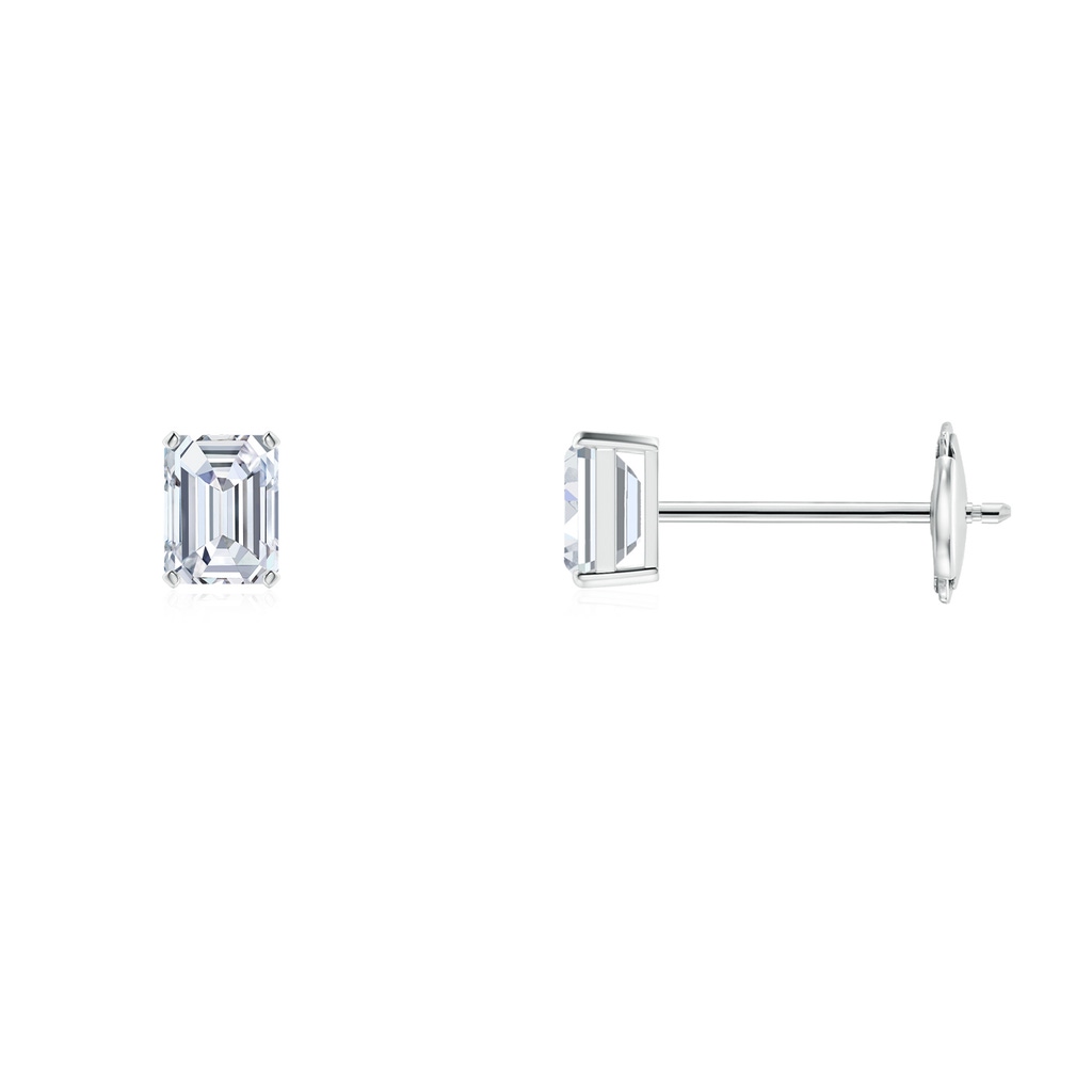 4x3mm FGVS Lab-Grown Prong-Set Emerald-Cut Diamond Solitaire Stud Earrings in White Gold