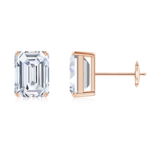 7x5mm FGVS Lab-Grown Prong-Set Emerald-Cut Diamond Solitaire Stud Earrings in 9K Rose Gold