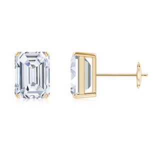 7x5mm FGVS Lab-Grown Prong-Set Emerald-Cut Diamond Solitaire Stud Earrings in 9K Yellow Gold